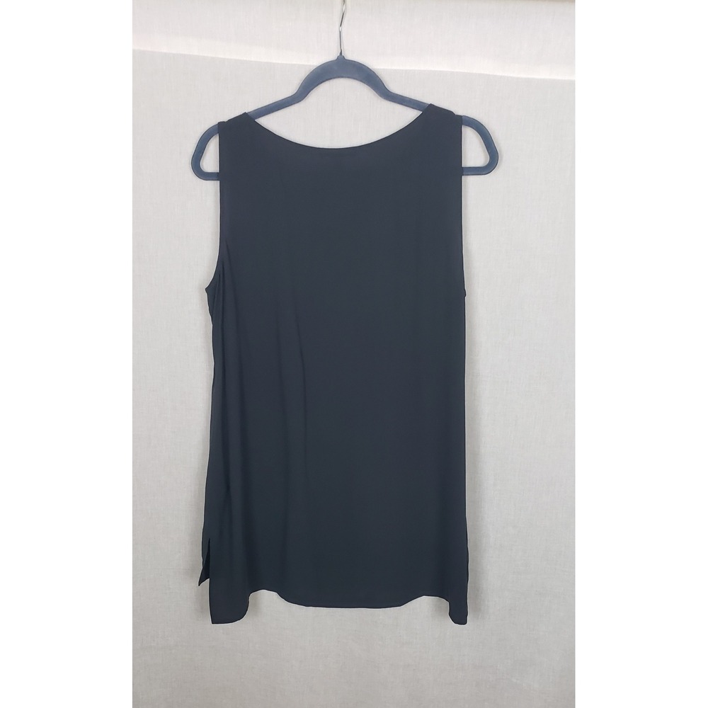 Eileen Fisher Gray 100% Silk Sleeveless Shell Tunic Tank Top High-Low Hem M - Picture 2 of 9